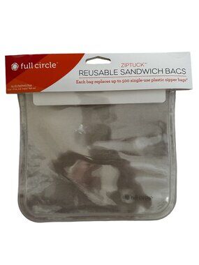 Full Circle Ziptuck Reusable Sandwich Bags 2-Pack BPA-Free Food-Safe Plastic
